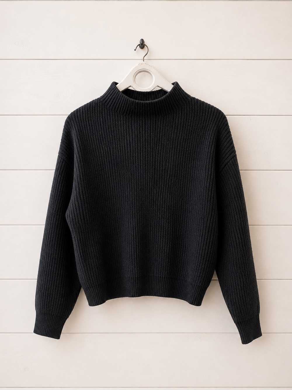 Black Merino Wool Blend Sweater – Estimated Size M/L